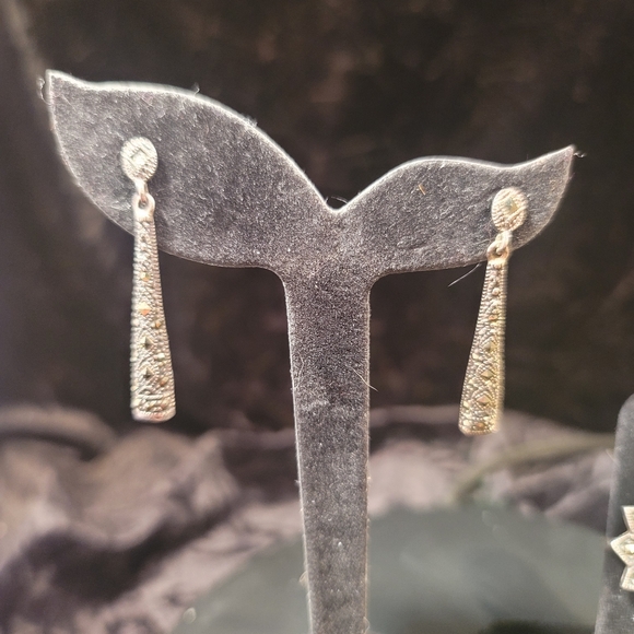 0514.Marcasite Set w/ Amythyst In Elegant 925 Silver Jewelry for Art Deco Lovers - Picture 6 of 15